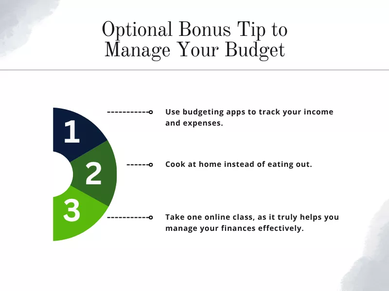 This image explains optional bonus tips on how to manage college expenses 