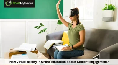 Student experiences immersive learning with Virtual Reality in Online Education while studying on a sofa