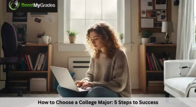 Student studying at home exploring how to choose a college major for future success.
